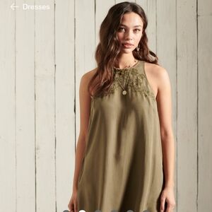 NWOT Superdry embroidered green dress US4